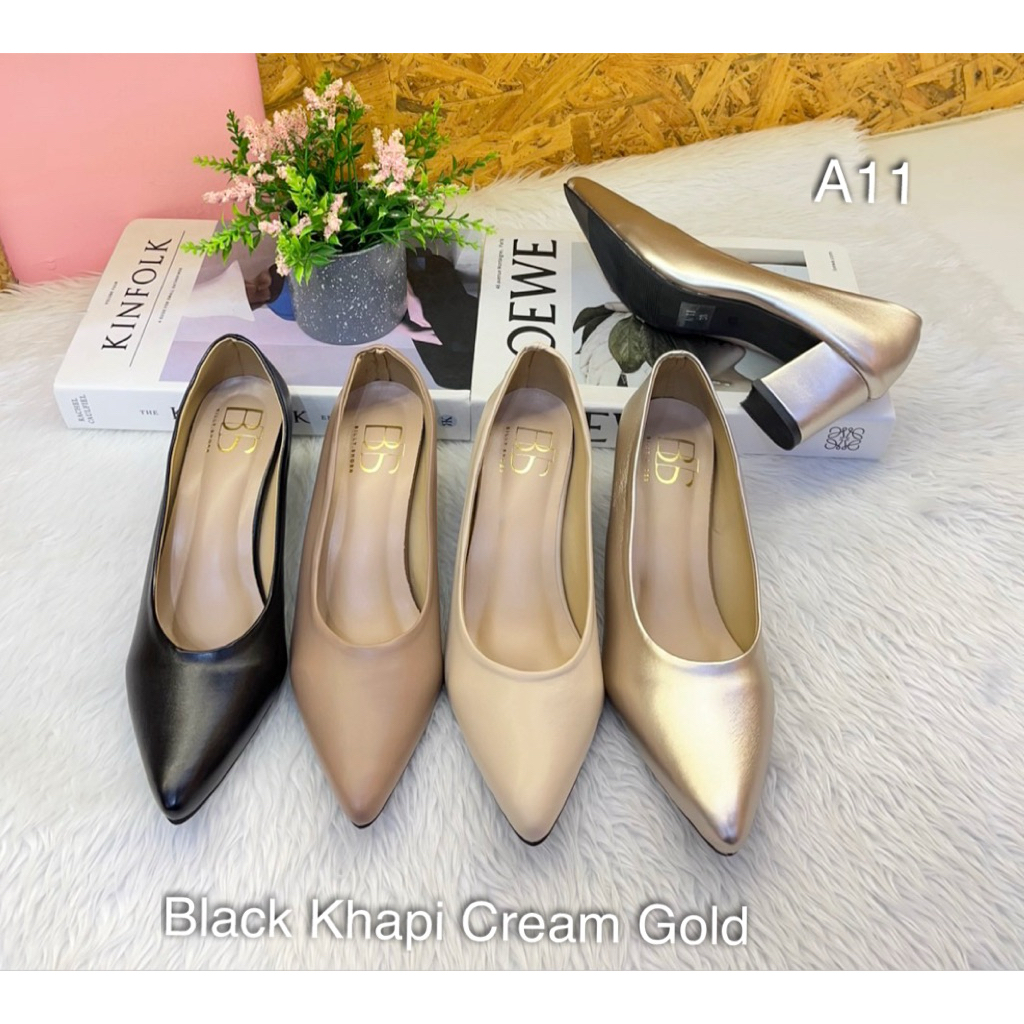 A11คัทชหัวแหลมหนังนิ่มสูง2นิ้ว