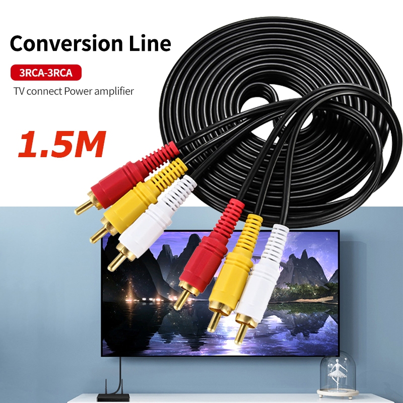 สายAV CABLEสายต่อทีวี3RCA-3RCA สาย RCA6หัว สายAVเข้า3ออก3 ยาว1.5เมตร
