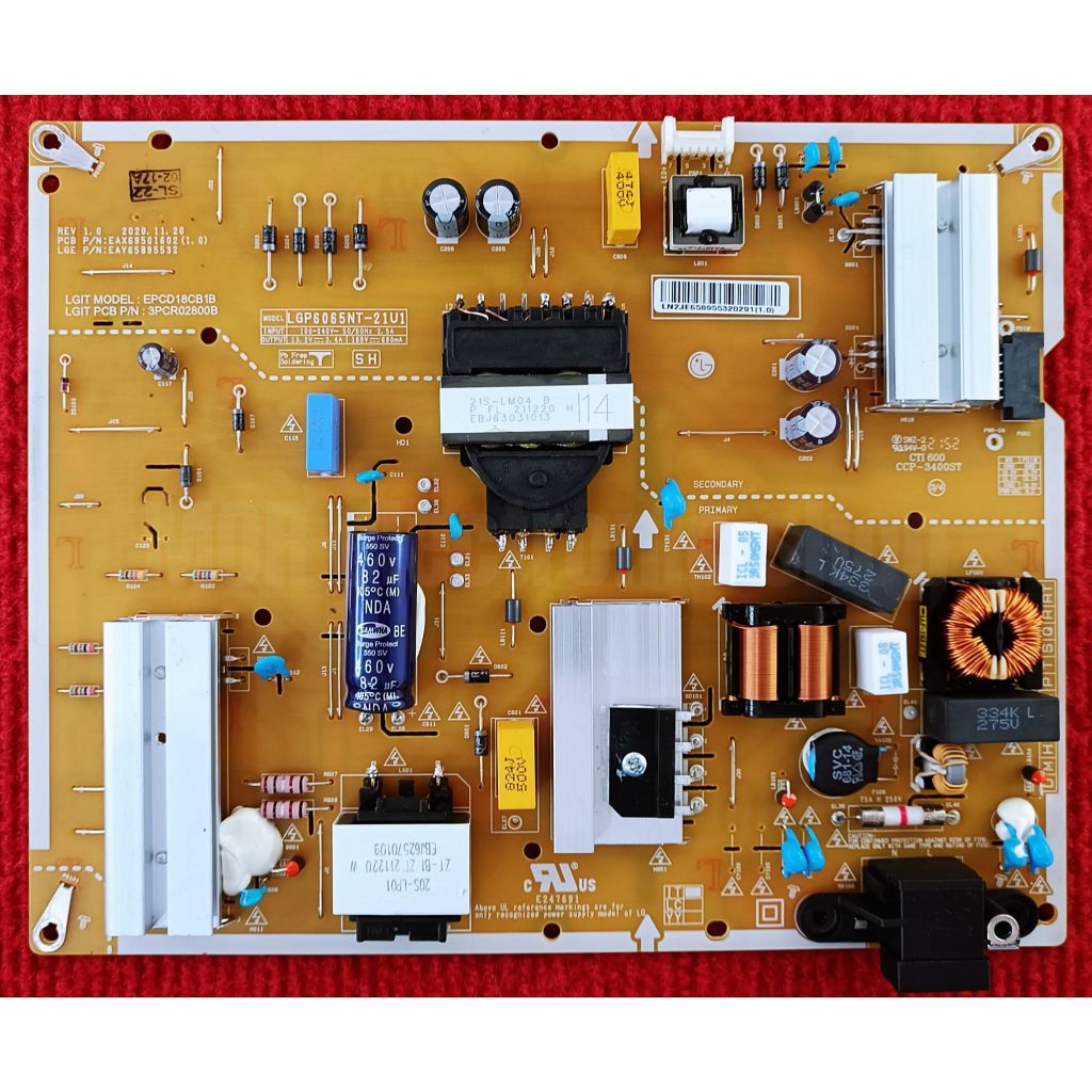 เพาเวอร์ซัพพลายทีวี LG รุ่น 60UQ9000PSD , 65UP8000PTB , 65NANO75TPA , 65NANO81TSA พาสบอร์ด EAX695016