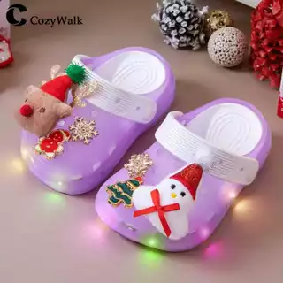 Cozywalk รองเท้าแตะเด็กผู้หญิง ลายคริสต์มาส ⭐ มีไฟ LED นุ่ม เบาสบาย ใส่ง่าย สไตล์น่ารัก