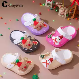 Cozywalk รองเท้าแตะเด็กผู้หญิง ลายคริสต์มาส ⭐ มีไฟ LED นุ่ม เบาสบาย ใส่ง่าย สไตล์น่ารัก