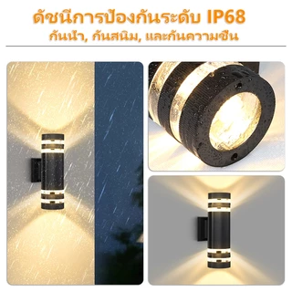 โคมไฟติดผนัง LED ไฟประดับกลางแจ้ง โคมไฟนอกบ้าน IP67 กันน้ำ ไฟติดผนัง หลอดไฟ E27 โคมไฟติดผนังภายนอก ไฟตกแต่งสวน