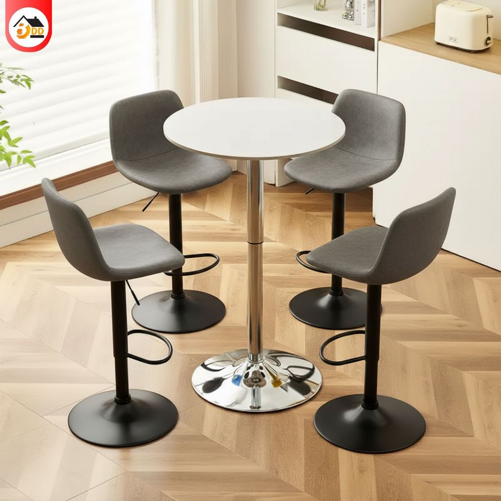 สามารถหมุนได้ 360°โต๊ะบาร์ โต๊ะกลมยกได้ 83-106cm ขาแข็งแรงทนนาน คุณภาพส่งออก รับประกันสินค้า ส่งไว - รูปที่ 2