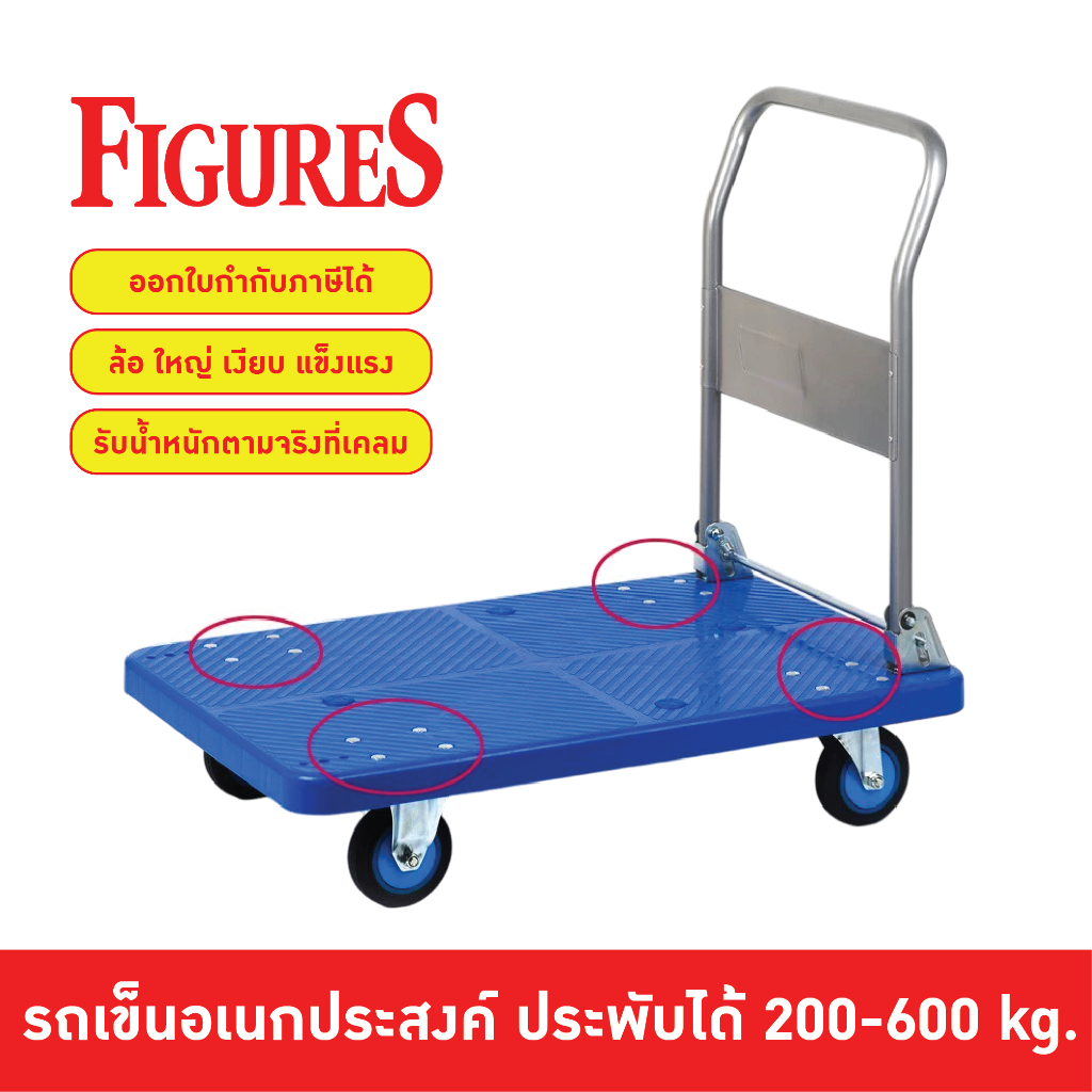 Figure รถเข็นของ 4 ล้อ รถเข็นพับได้ รถเข็นอเนกประสงค์ พับได้ รับน้ำหนัก 200-600 kg ออกใบกำกับภาษีได้