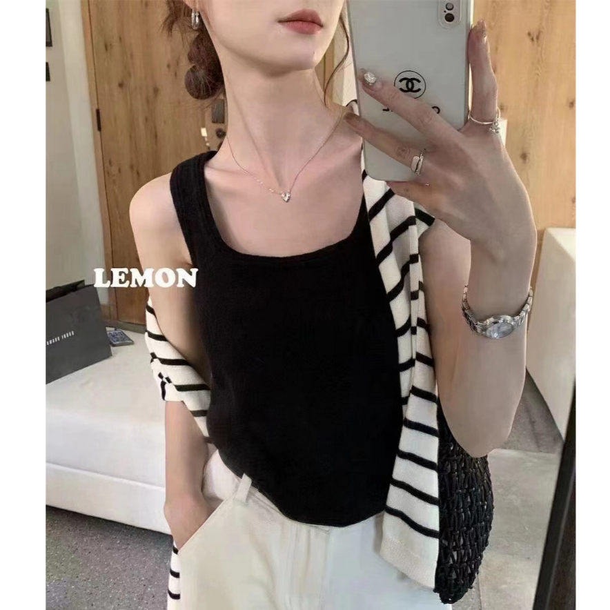 Gamin เสื้อกล้าม ''ผ้าไหมพรมเกรดเอนิ่มใส่สบาย'' สีพื้นเข้าชุดง่าย CF0696(V64)