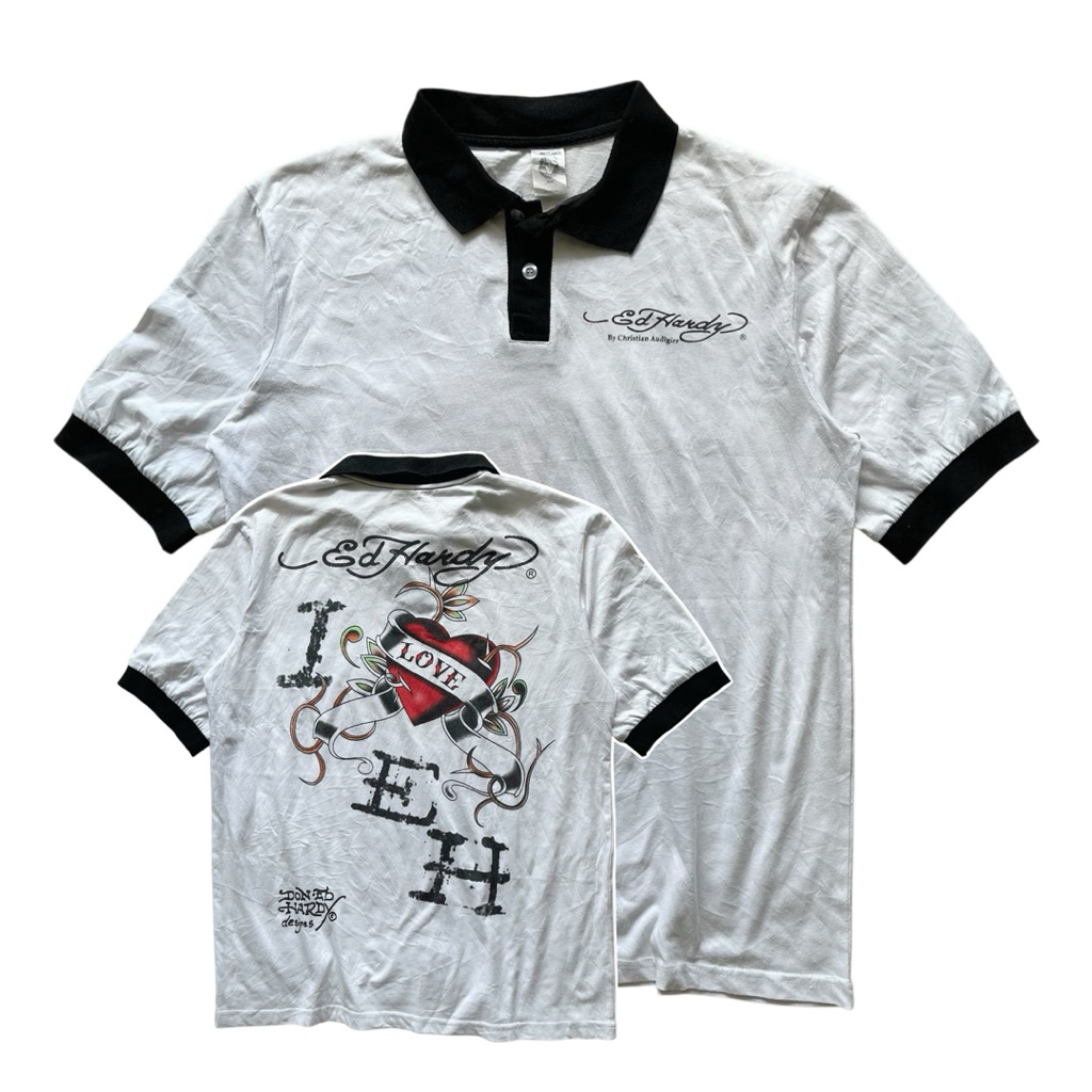 Ed Hardy White Polo (มือสอง)