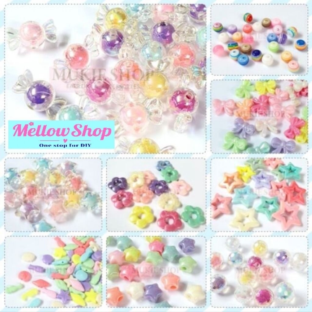 Mellow Shop DIY ลูกปัด DIY คละสี V.3 หลายแบบหลายขนาด แพ็ค DIYเครื่องประดับ
