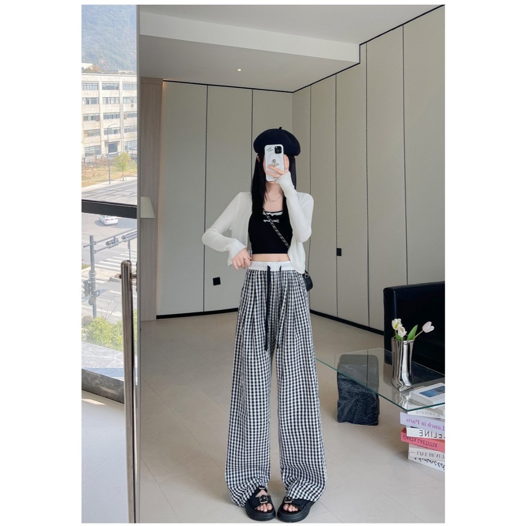 (พร้อมส่งจากไทย) กางเกงขายาวขนาดใหญ่ ผ้าไหมน้ำแข็ง เป็นผ้านุ่ม ขากระบอกใหญ่ ยืดได้เยอะ เอวก่อนยืด 24 ยืดได้ถึง 30 - รูปที่ 2