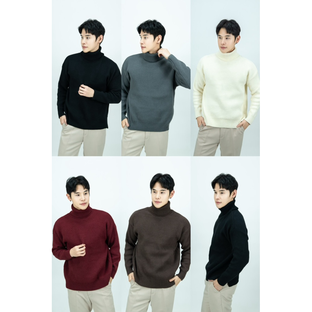 SEOULSHIRTS PREMIUM 🇰🇷 เสื้อคอเต่าไหมพรม แขนยาว กันหนาว ผ้าหนา ทรงโอเวอไซส์ สีพื้น สไตล์เกาหลี L78