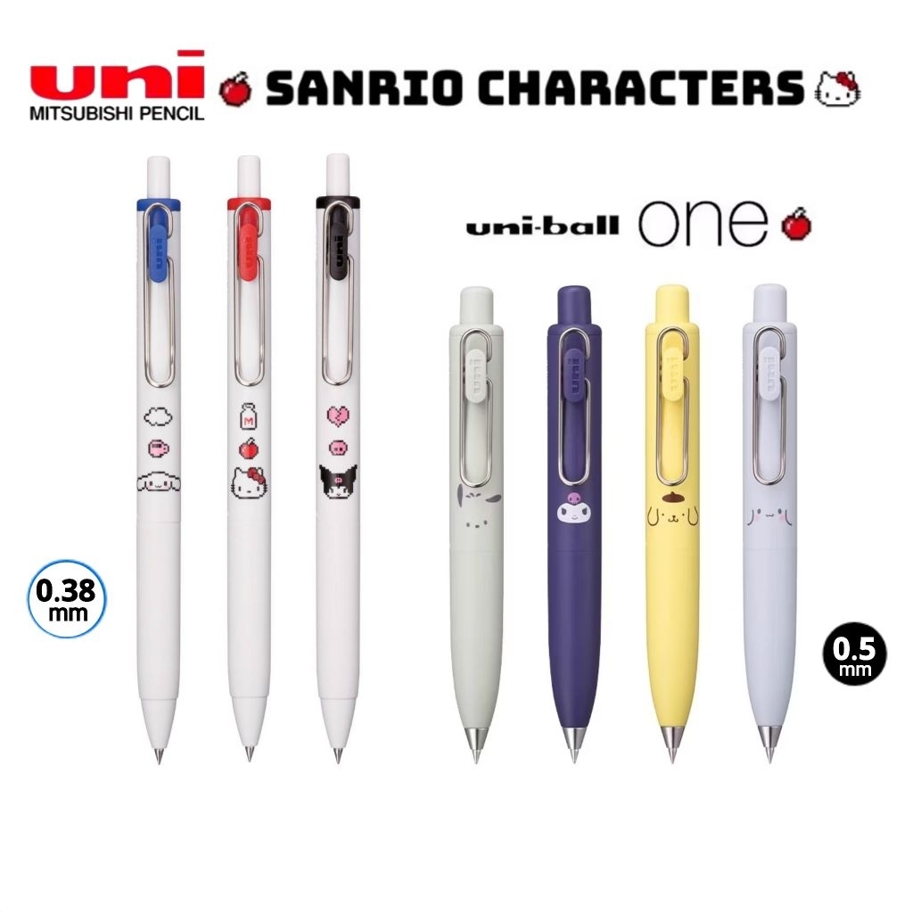 Uni ปากกาเจล Uni-Ball One P ขนาด 0.5 มม. และ Uni-Ball One ขนาด 0.38 มม. ลายตัวละคร Sanrio ลิขสิทธิ์แท้ (ราคาต่อ 1 ด้าม)