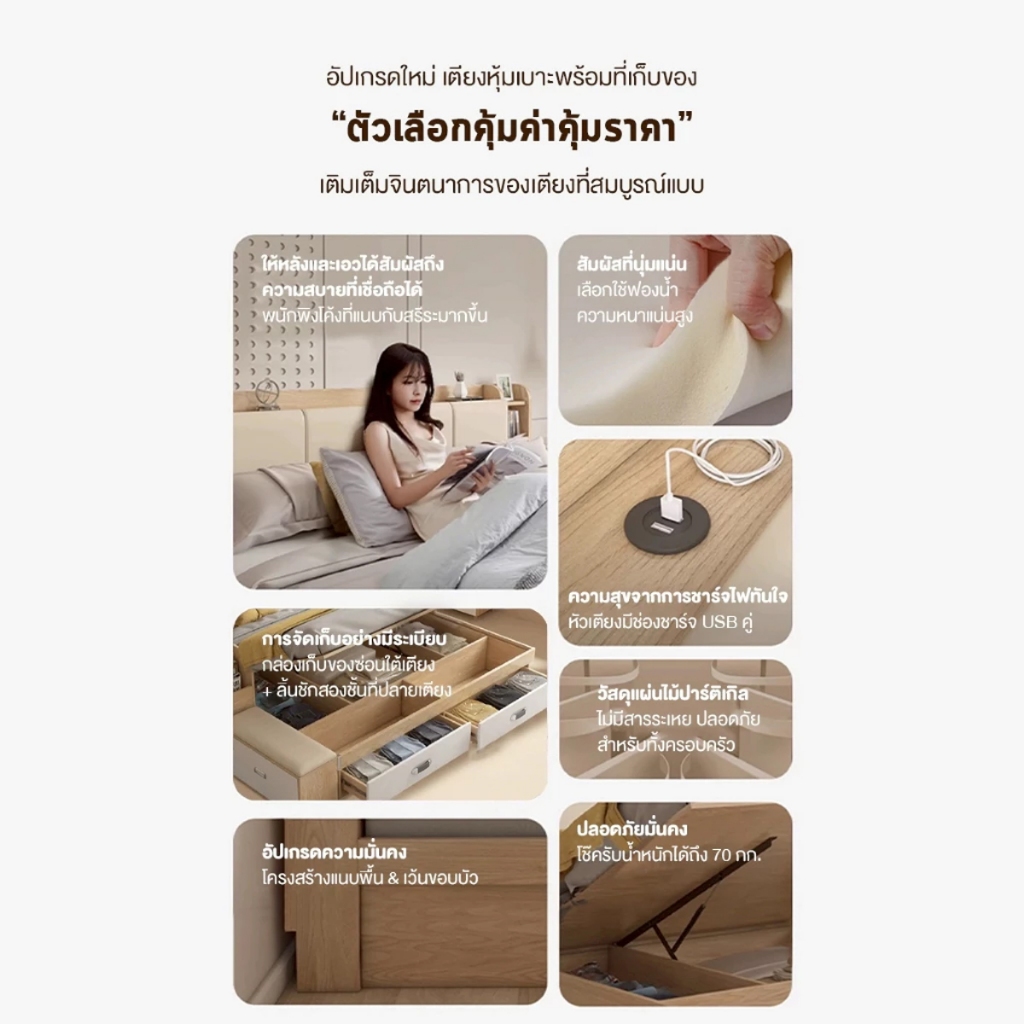 MOLESUN เตียงพร้อมบันได+โต๊ะ สไตล์มินิมอล (ติดตั้งฟรี) **อ่านเนื้อหารายละเอียดสินค้า** ราคา ถูกที่สุด ดีลบีเคเค แกลเลอรีภาพที่ 2