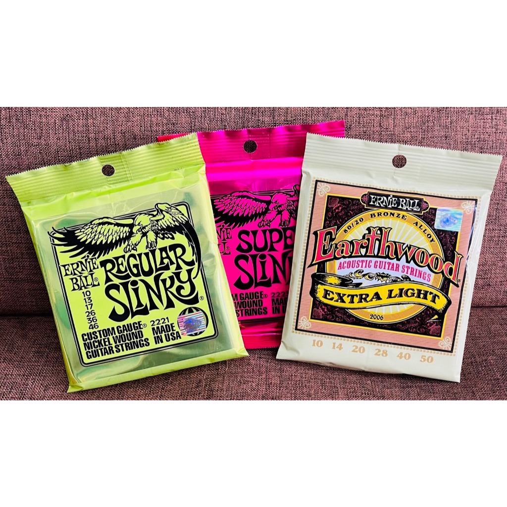Ernie Ball (NEW)  สายกีตาร์ โปร่ง เบอร์ 010 สายกีต้าร์ไฟฟ้า เบอร์ 009 -เบอร์ 010 ครบชุด 6เส้น
