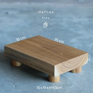 Mareera ถาดไม้สัก รองถ้วยชา matcha ถาดรองแก้วงานไม้ดีไซน์แบบมินิมอล