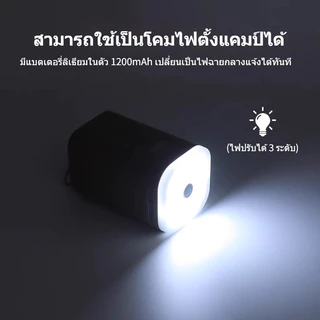 JQTH ปั๊มลมไฟฟ้าพกพาได้ โคมไฟตั้งแคมป์ 100LM คอมเพรสเซอร์ลมแบบชาร์จ USB 3 โหมดสำหรับเบาะลม เตียงลม สําหรับเรือ ตั้งแคมป์