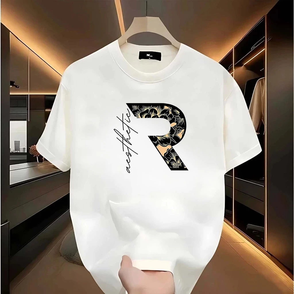 Stylish Gangster T-Shirt with Short Sleeves and Loose Fit, Black and White Clothing!