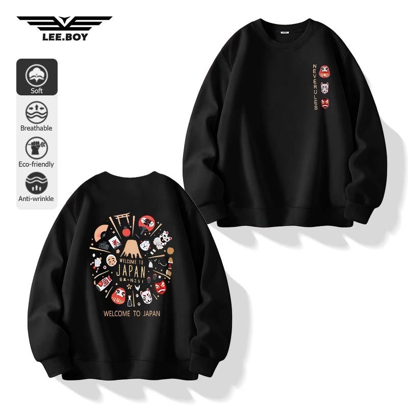 Loose Fit Sweatshirt แขนยาวผู้ชาย พิมพ์ลาย ผ้าสำลีเกรดพรีเมียม บุขนกันหนาว รูปแบบตัวอักษร แบบลำลอง พร้อมส่งจากกทม