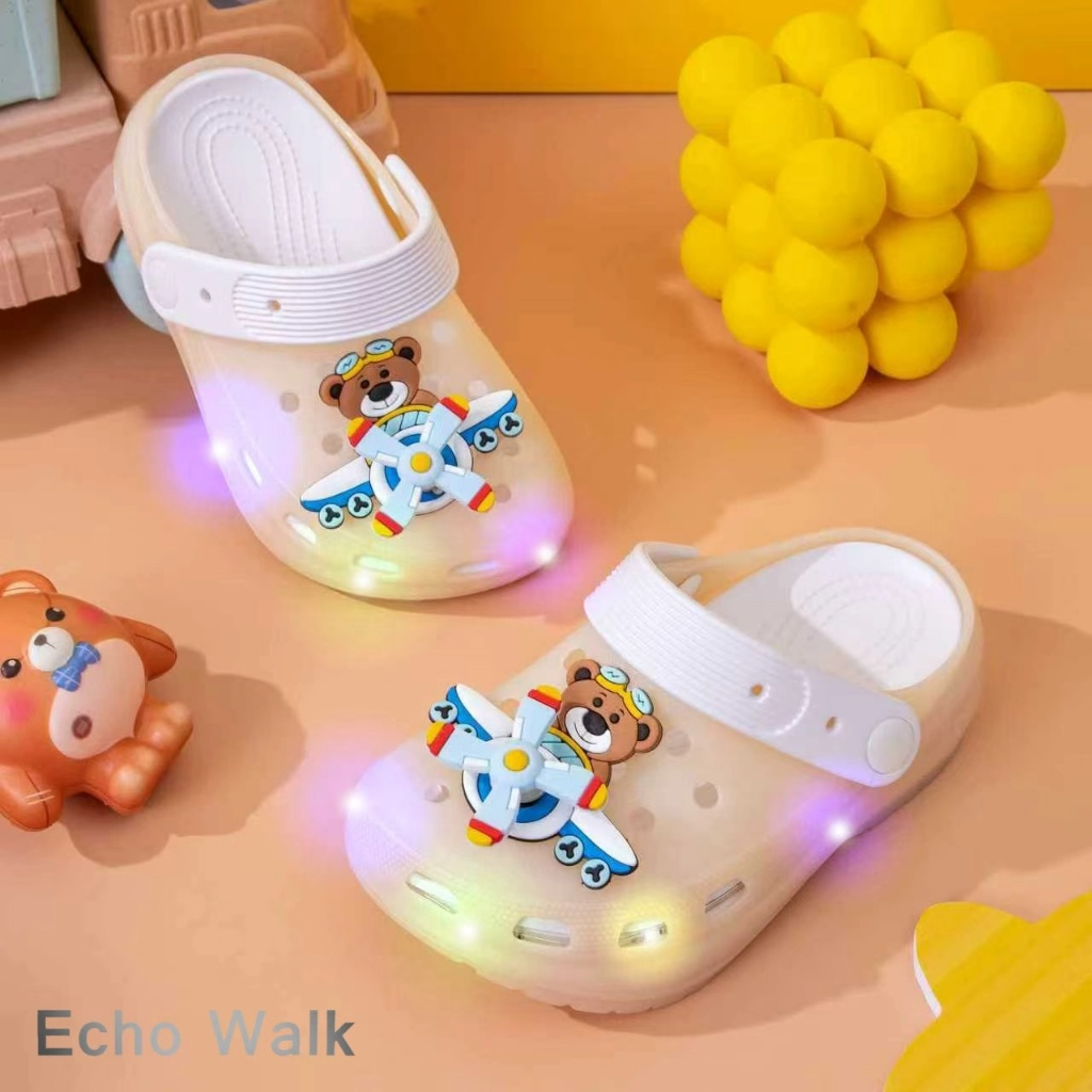 Echo Walk รองเท้าเด็กมีไฟ ลายหมีขับเครื่องบิน น่ารัก กันลื่น เบา ใส่สบาย เหมาะใส่เล่นและไปโรงเรียน - รูปที่ 2