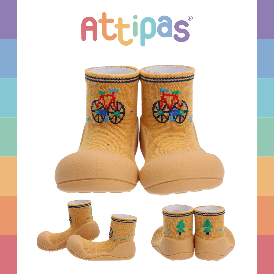 NEW 2025! รองเท้าหัดเดิน Attipas – รุ่น Bicycle- [สี :Yellow] [รุ่น Standard]