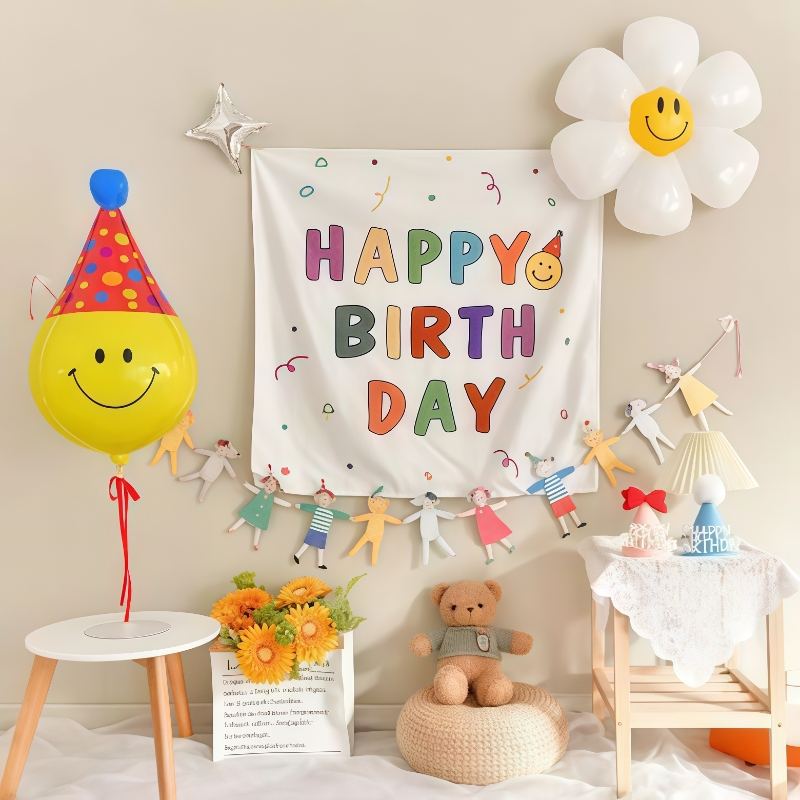 (ส่งจากไทย)งานสวยที่สุด!!! ผ้าตกแต่งวันเกิด ป้ายวันเกิด ฉากหลัง happy birthday - รูปที่ 3