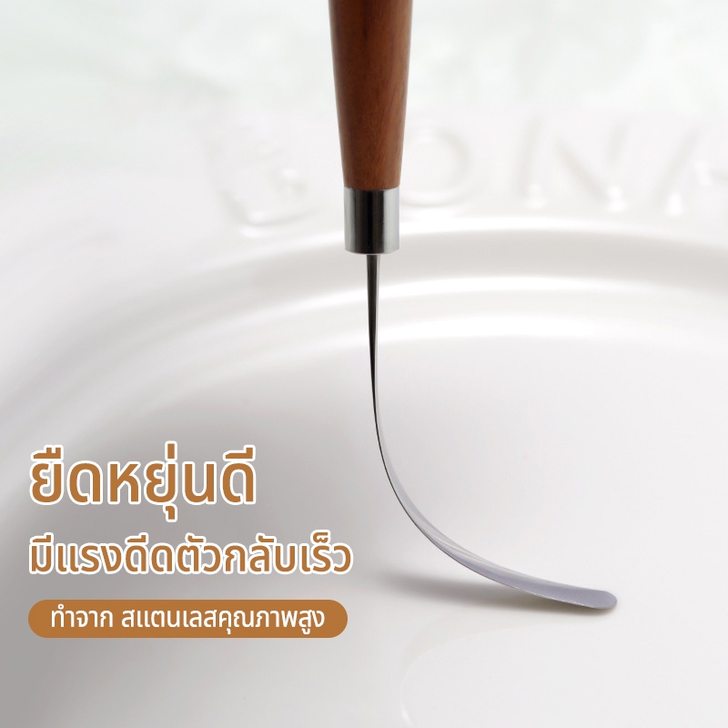 Nawoelite Tools อุปกรณ์ทำเล็บ จานสี อุปกรณ์ทำเล็บDIY แท่งเมทัลผสมสี มีดขูดสแตนเลสเกรดพรีเมี่ยม ด้ามจับผสมไม้-โลหะ - รูปที่ 6