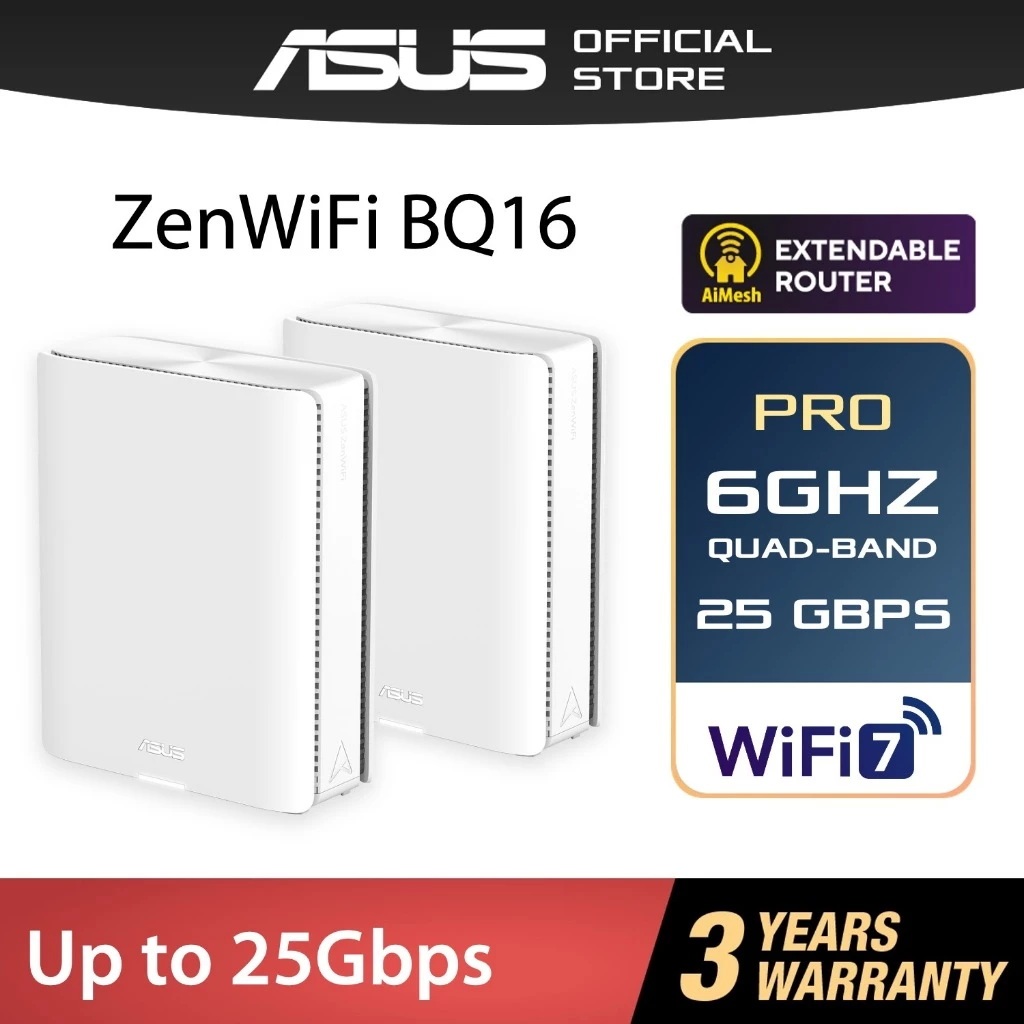 MESH WI-FI (เครือข่ายไวไฟ) ASUS ZENWIFI BQ16 (WHITE) (1PACK)