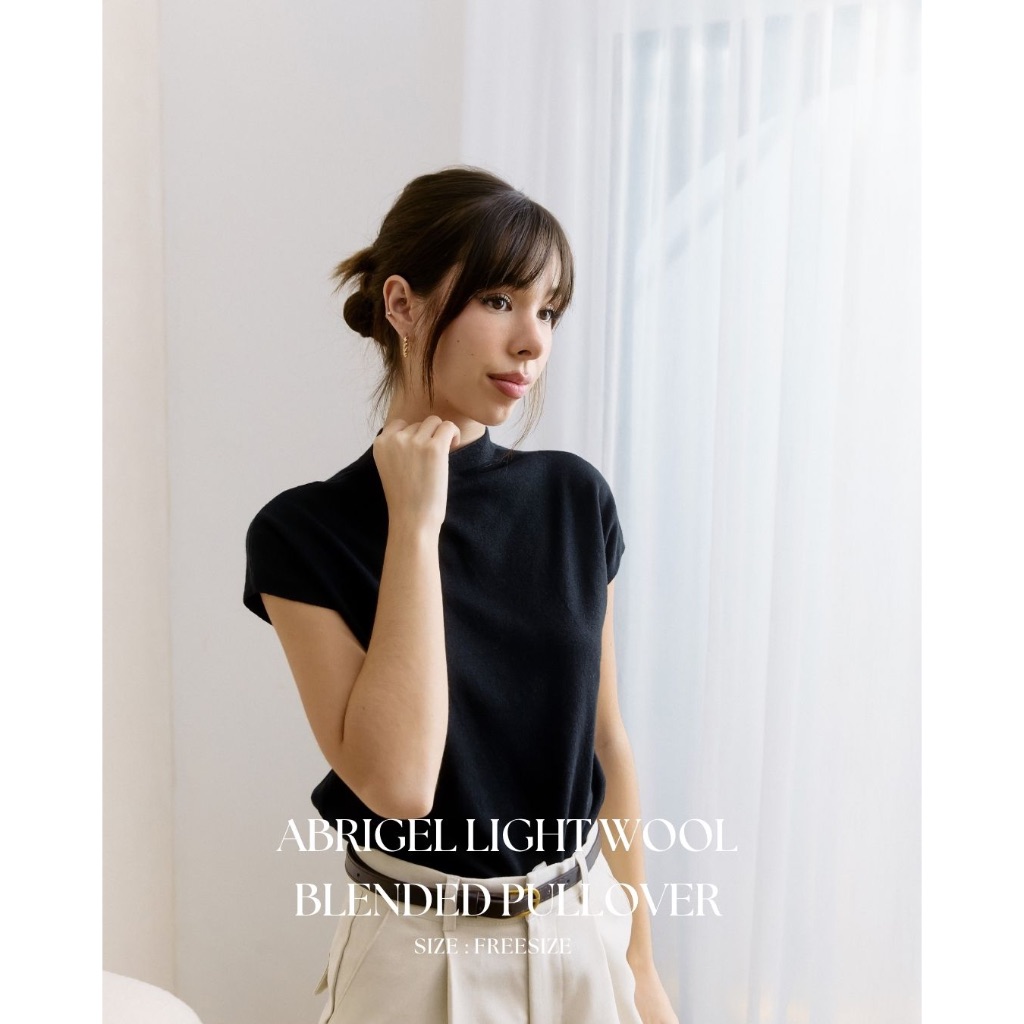 Taupe.brand - Abrigel light wool blended pullover เสื้อ Knitผสม CottonและWool เนื้อนุ่มสบาย ทรงแขนล้ำ คอปีน ระบายอากาศดี