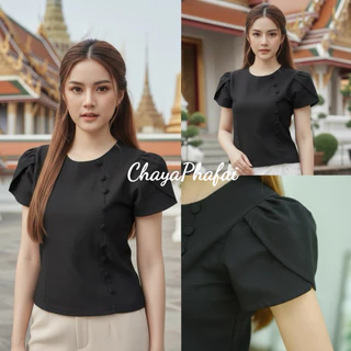 เสื้อผ้าฝ้ายคอกลมแขนดอกบัว รุ่นลิซ่า