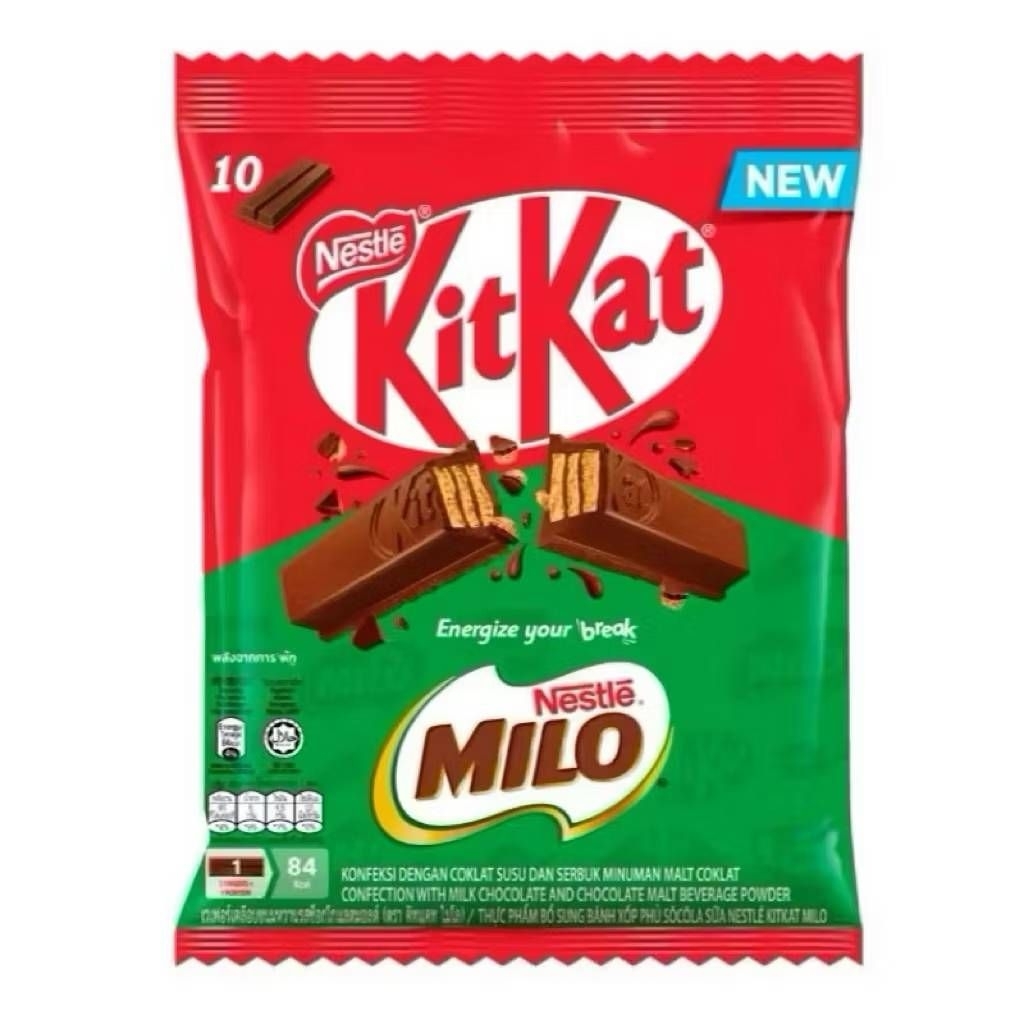 คิทแคท Kitkat Value Pack เวเฟอร์เคลือบช็อกโกแลต Kitkat Milo คิทแคทผสมไมโล แพ็ค10ชิ้น