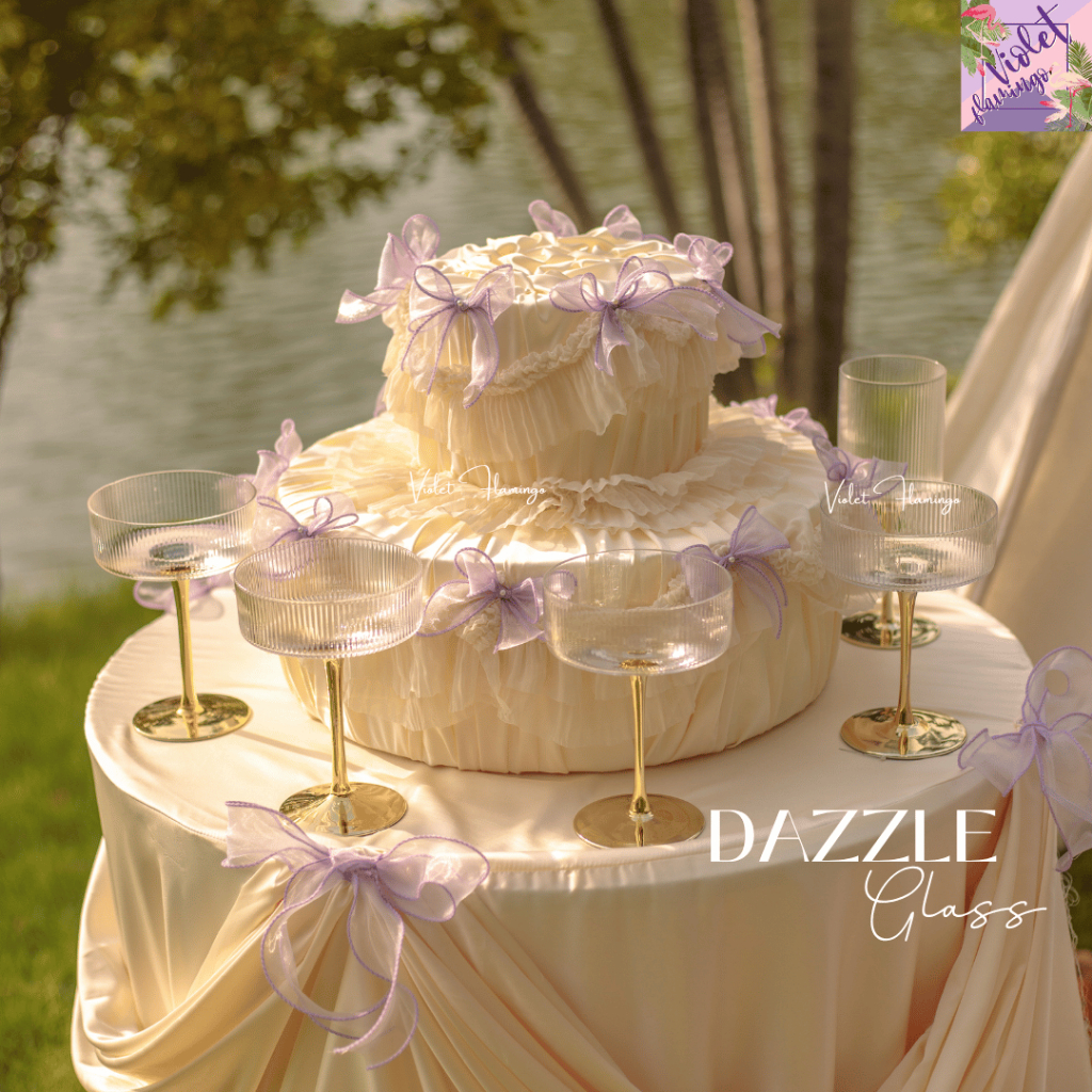 Violet Flamingo แก้วค็อกเทล แก้วไวน์ รุ่น Dazzle Glass แก้วใสลายริ้วก้านทอง ฐานแก้วสีทอง แก้วไวน์สุดหรูพร้อมกล่องของขวัญ ราคา ถูกที่สุด ดีลบีเคเค แกลเลอรีภาพที่ 2