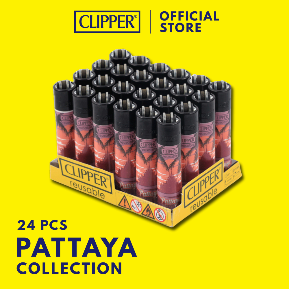 ไฟแช็ค คลิปเปอร์ Clipper Lighters Pattaya Collection (แพ็ก 24 ชิ้น) ไฟแช็คเติมแก๊สได้ จุดไฟให้แสงสว่างแบบพกพาสะดวก