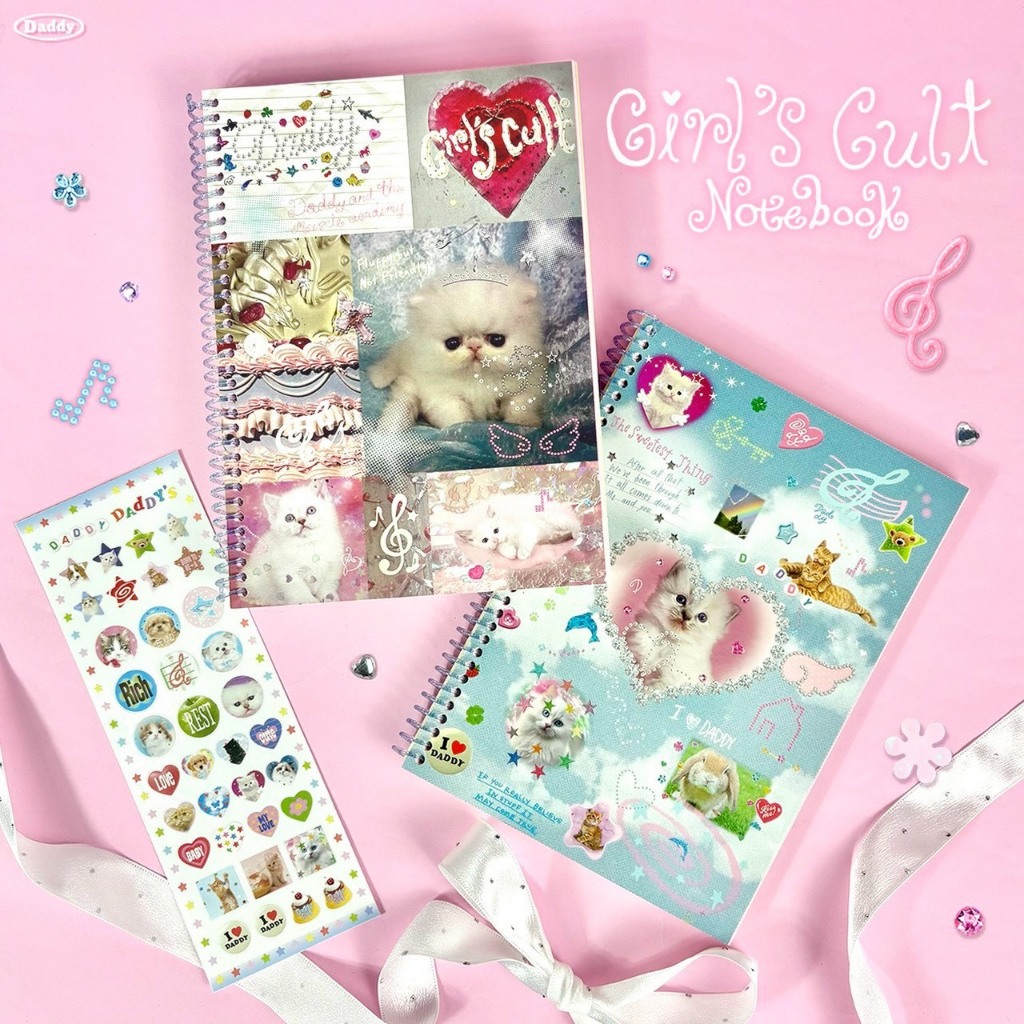 DADDY | Girl's Cult Notebook สมุดสันเกลียว ลายน้องแมว สุดน่ารัก