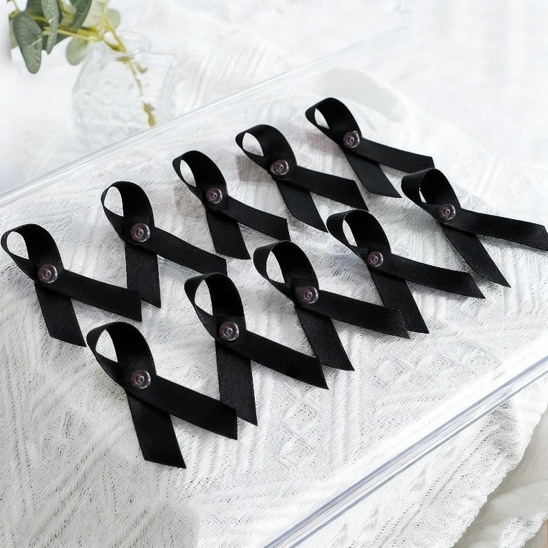 เข็มกลัดไว้อาลัย เข็มกลัดริบบิ้น 10 ชิ้น รูปโบว์ โบว์ไว้ทุกข์ แสดงถึงความสงบสุขและความห่วงใย