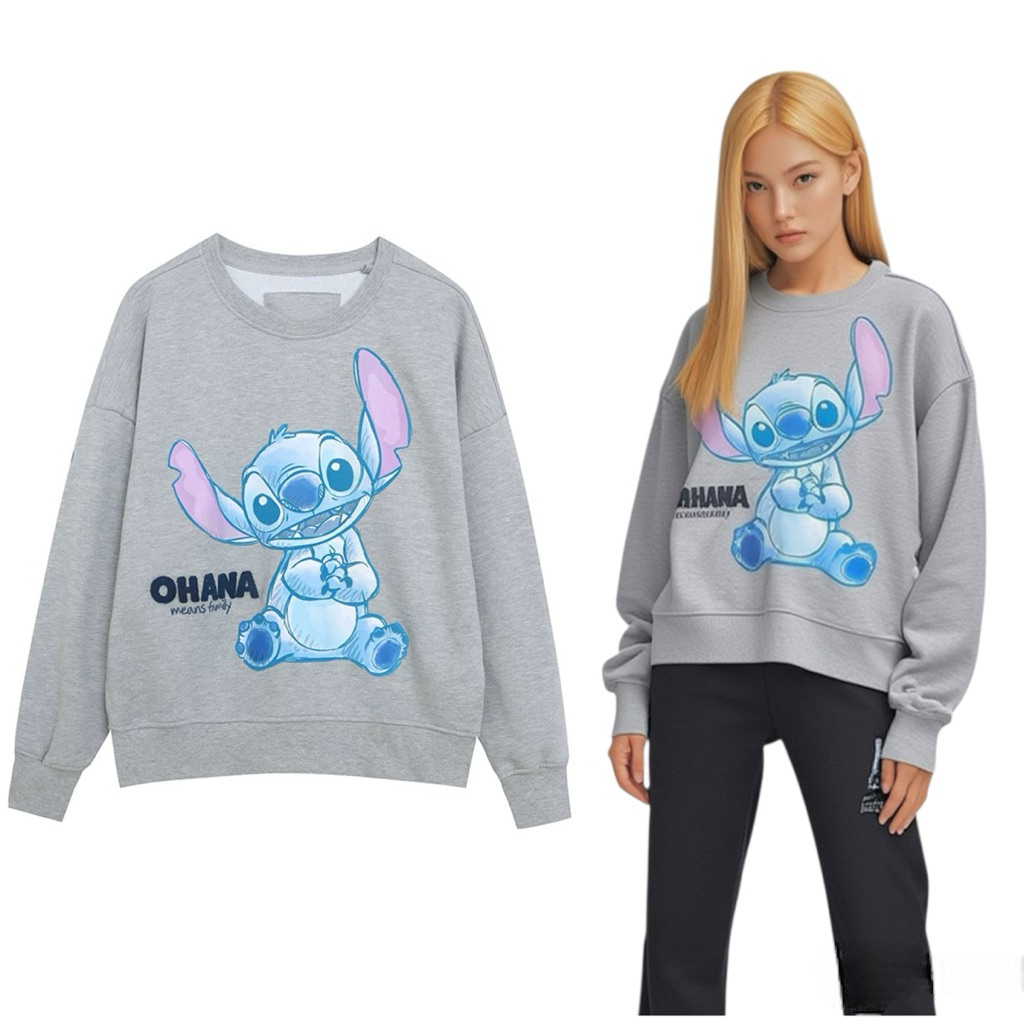 Stitch  OHANA sweatshirt สเวตเตอร์ Lilo & Stitch สติช 🔹 งาน DISNEY แท้ (TS586)