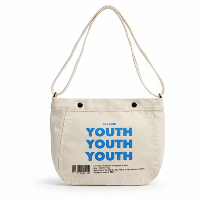 C1775 กระเป๋าผ้าสะพายข้าง YOUTH ผ้าแคนวาส ผู้ชาย​ ผู้หญิง​ ใบใหญ่มี2สี