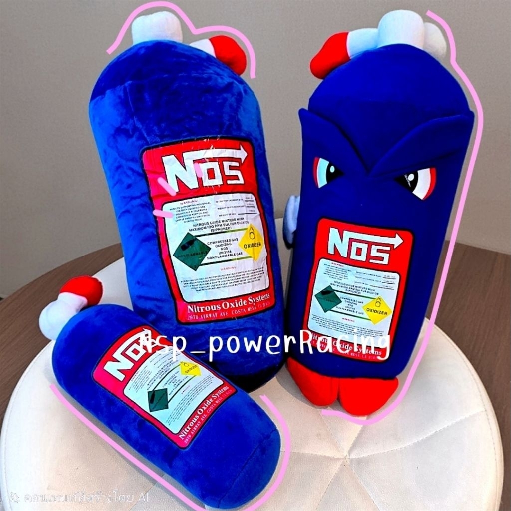 หมอน NOS สำหรับ​ตกแต่งรถและรองคอ 3Size สีน้ำเงิน​ผ้าพลัช อย่างดี