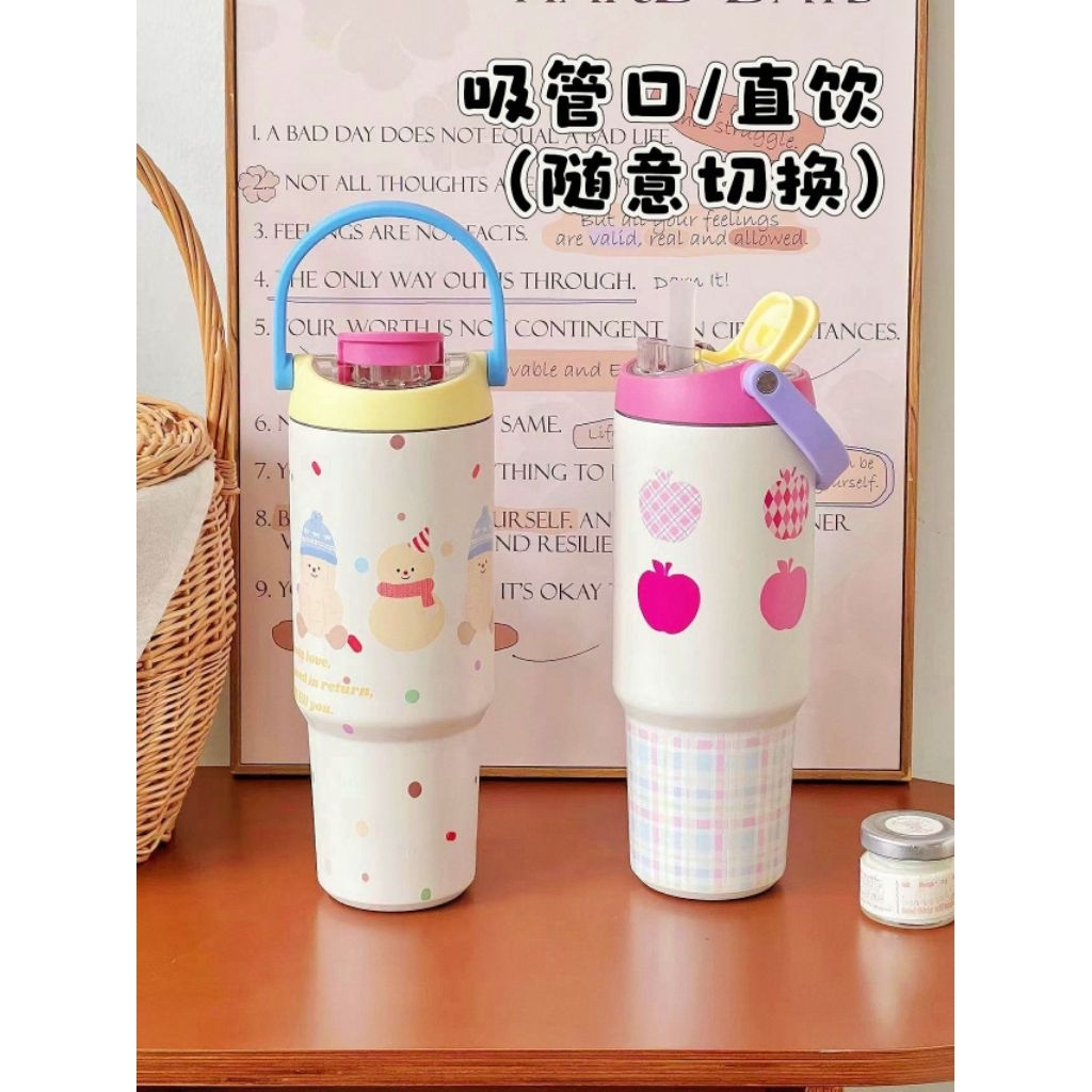 แก้วสุญญากาศ แก้วเก็บความเย็นสแตนเลส316ขาน900mlพร้อมหูหิ้ว - รูปที่ 2