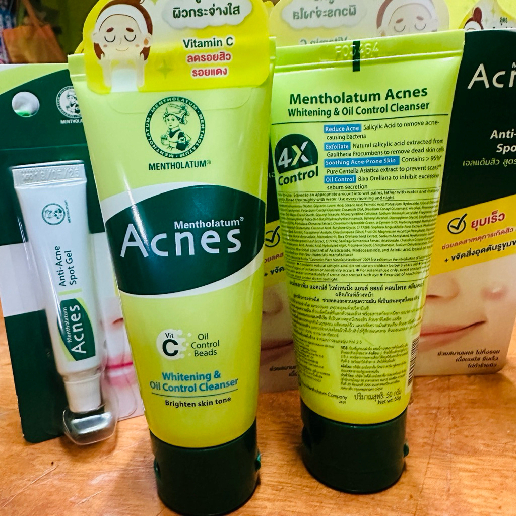 1 อัน ครีม โฟม ล้างหน้า สิว ปัญหา หน้ามัน วัยรุ่น สิวผื่น acnes clear&whitening wash mentholatum 50g pimple oil control