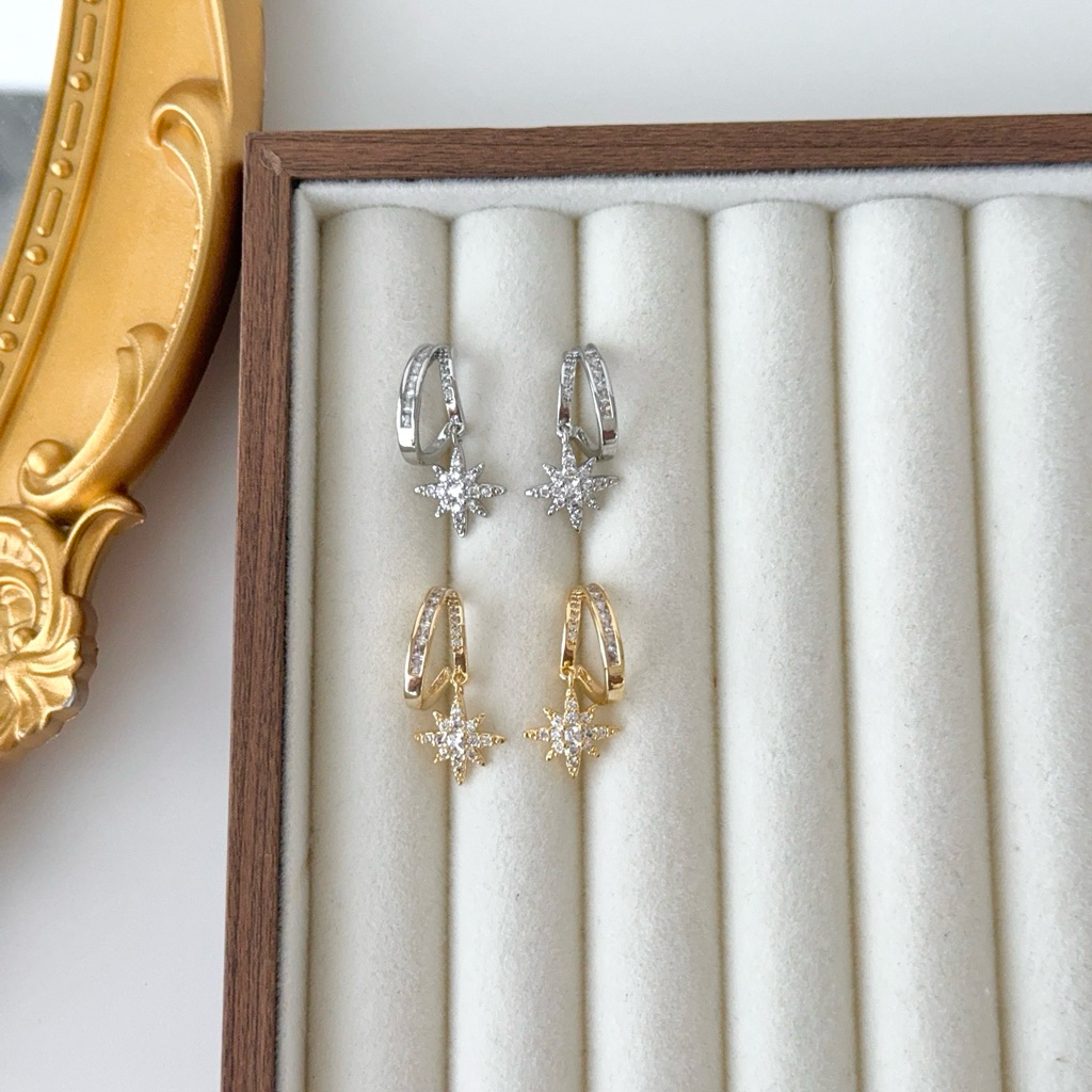 Socrush.bkk | AURORA GEM earrings | SE-059 | ต่างหู ดาว เพชร จี้ดาว ห่วง