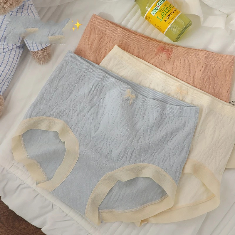 กางเกงชั้นในผู้หญิง ผ้าฝ้าย เอวกลาง สีพื้น เนื้อผ้านุ่ม สวมใส่สบาย ระบายอากาศได้ดี ป้องกันแบคทีเรีย กางเกงชั้นในไร้ตะเข็ - รูปที่ 4