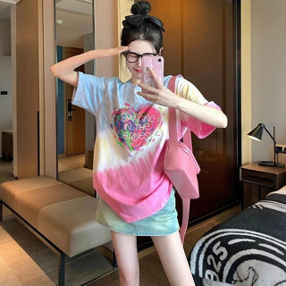 เสื้อยืดมัดย้อมสวยๆผู้หญิงฤดูร้อนใหม่ Oversize เสื้อผ้าสาวอว…