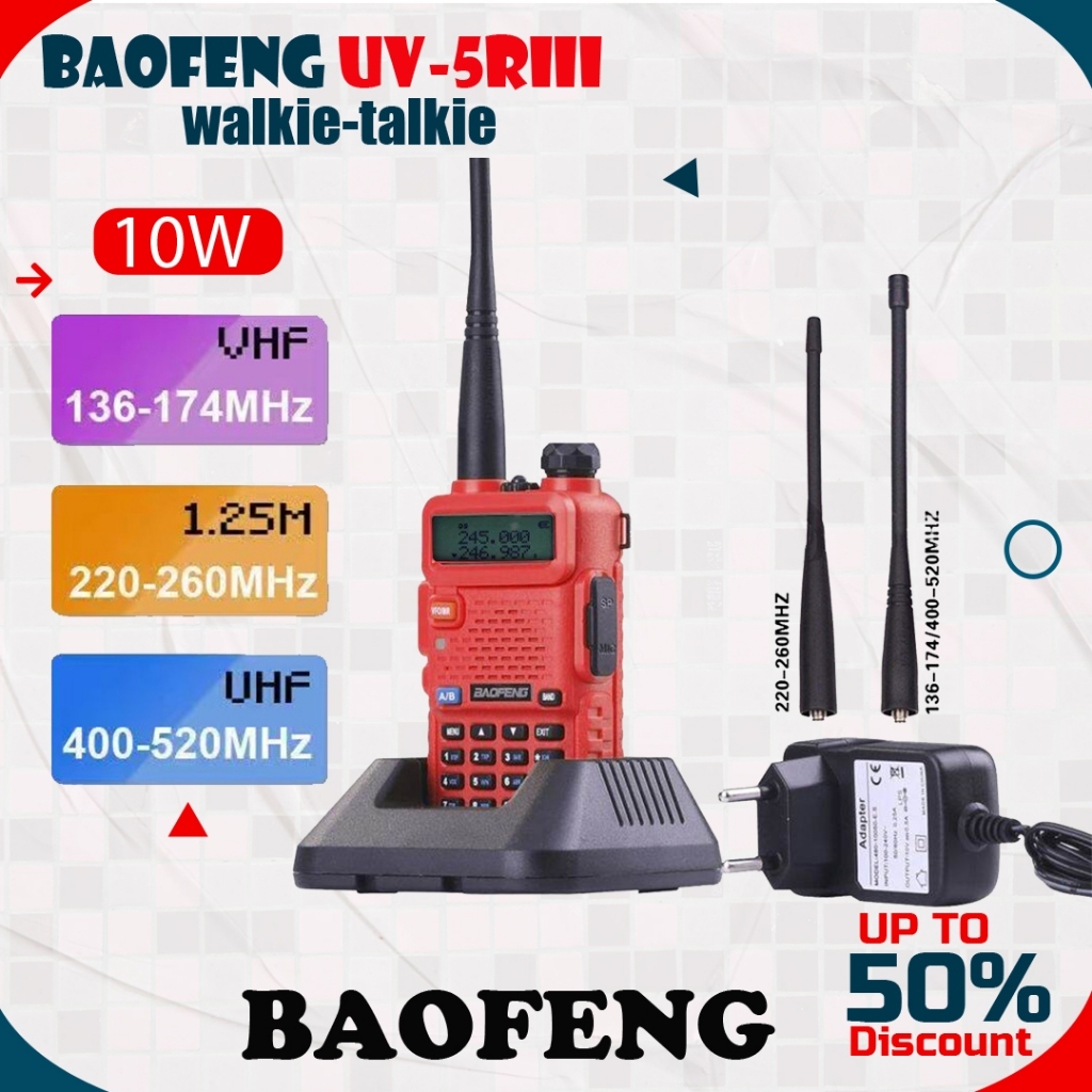【หูฟังฟรี】BF UV5RIII หูฟังฟรี เครื่องส่งรับวิทยุ กำลังสูง ย่านความถี่ 1800mAh 200ch (136-520Mhz)