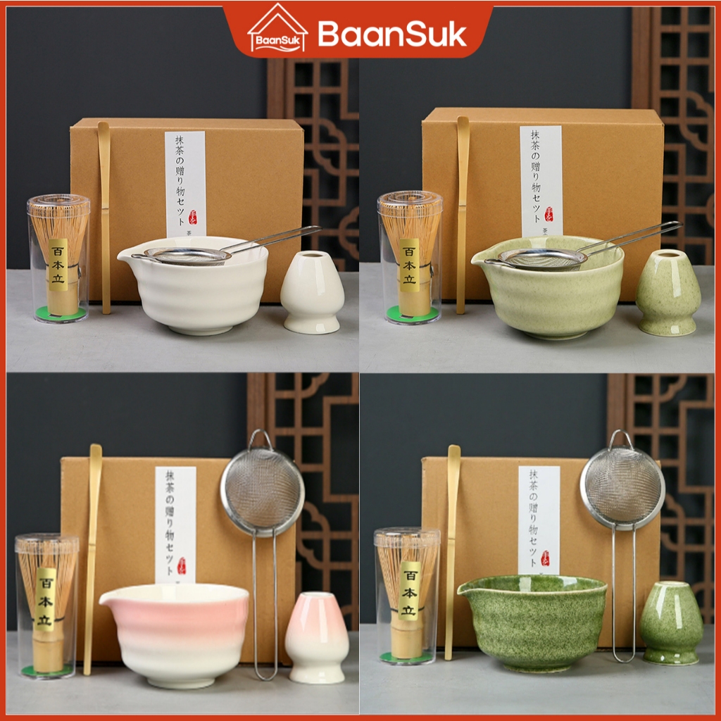（5ชิ้น）Matcha Set ชุดชงชาญี่ปุ่น ชุดชงมัทฉะ กล่องหรู chawan matcha set bowl งานคราฟต์ระดับมาสเตอร์ จ