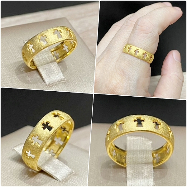 (3-1)แหวนพ่นทราย ชุบทอง แหวนฉลุไม้กางเขน เก๋ เท่ห์ ความเป็นตัวของตัวเอง
