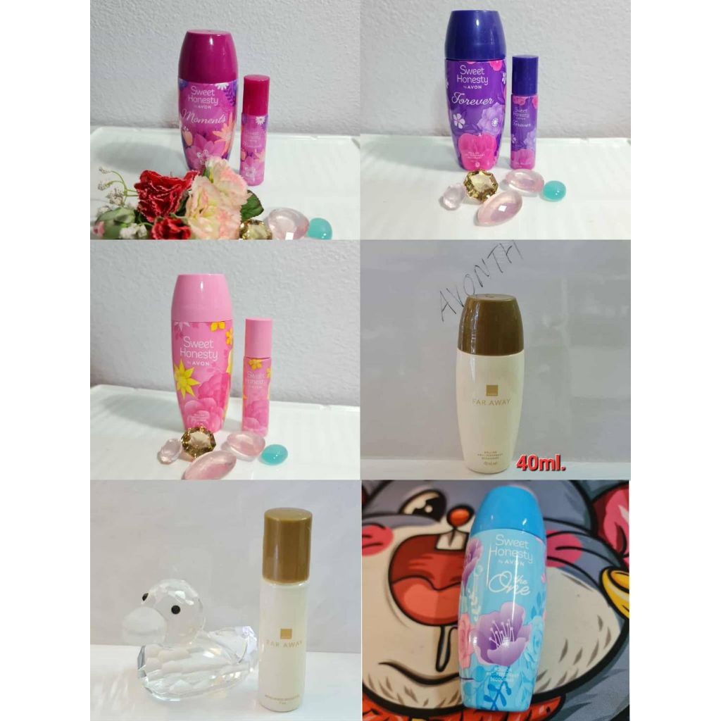 🌟 ลูกกลิ้ง ฟาร์อเวย์ สวีท สวีทฟอร์เอฟเอร์ และ น้ำหอมกลิ้ง   AVON SWEET HONESTY ROLL ON AND PURSE CON