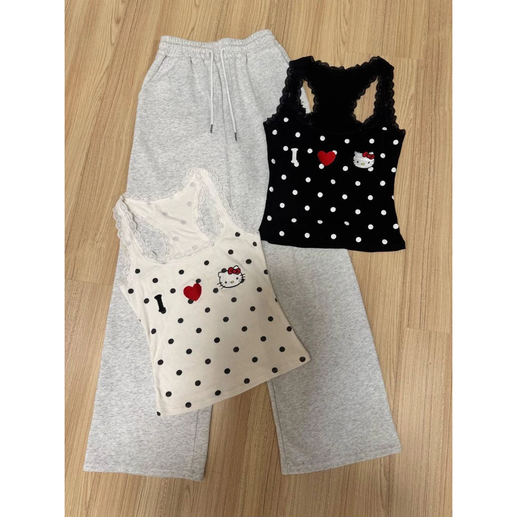 เสื้อกล้ามลายจุด แต่งขอบลูกไม้ (S42)