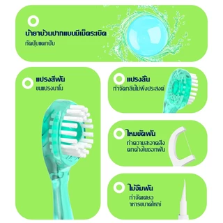 Jasmeen แปรงสีฟันจิ๋ว พกพา แปรงสีฟัน & ไหมขัดฟัน & ไม้จิ้มฟัน &แปรงลิ้น พร้อมน้ำยาบ้วนปากในตัว 5 in1 Dr.Good
