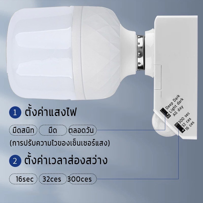 【หลอดไฟ+ฐาน】 ฐานโคมไฟเซนเซอร์พร้อมหลอดไฟ E27 LED 220V แสงขาว แสงวอร์ม สว่างถนอมสายตา ประหยัดไฟ - รูปที่ 4