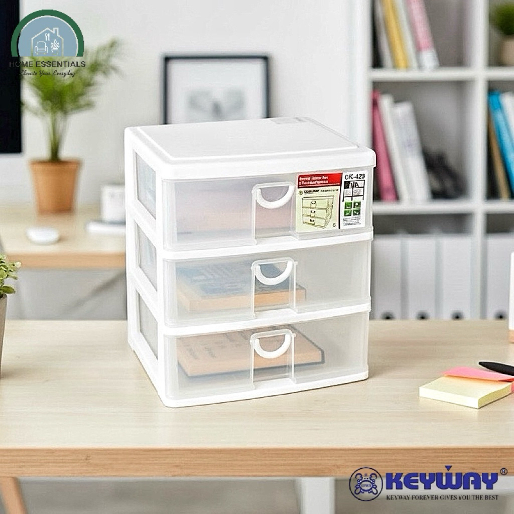 KEYWAY กล่องลิ้นชักมินิ 3 ชั้น รุ่น CK-423 ขนาดกะทัดรัด แข็งแรง ทนทาน ดีไซน์โปร่งใส จัดระเบียบสิ่งขอ