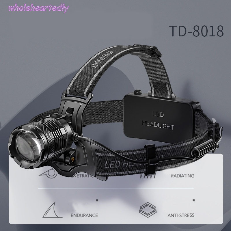 LED ไฟคาดหัว TD8018 P100 Zoomable 3 โหมด Type-C ชาร์จใหม่ได้กันน้ำสำหรับแคมป์ปิ้งกลางแจ้งล่าสัตว์ตก
