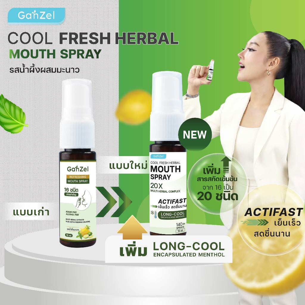 Ganzel Mouth Spray 15ml แกนเซล เม้าท์สเปรย์ สเปรย์สําหรับช่องปาก (รีฟิล)